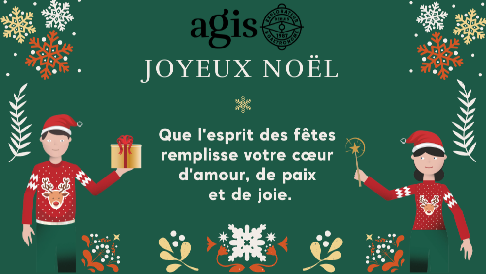 Une image représentant nos 2 explorateurs vêtus d'une tenue de Noël